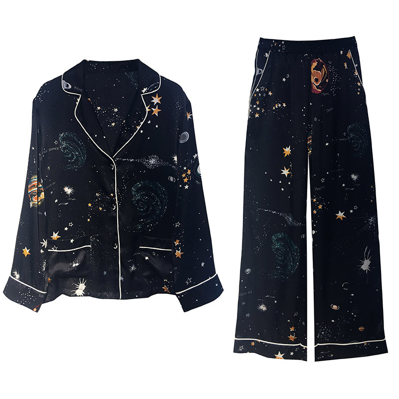Pyjama en soie de couple d'impression numérique de conception d'étoile personnalisée pour la famille