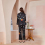 Pijamas de seda de pareja de impresión digital de diseño de estrella personalizada para la familia