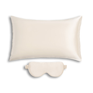 Taies d'oreiller en soie de couleurs unies personnalisées avec masque de sommeil