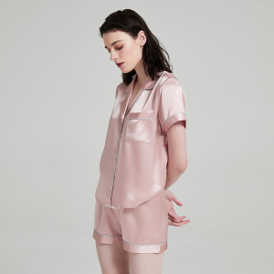 Benutzerdefinierte Mulberry Homewear Nachtwäsche Solid Colors Silk Pyjamas Set