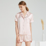 Conjunto de pijama de seda cores sólidas personalizado Mulberry Homewear pijama
