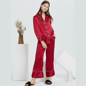 Conjunto de pijamas de verano personalizados al por mayor 100% ropa de descanso de seda de morera para mujeres