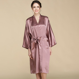 Robe de banho confortável de seda pura para mulheres de venda quente