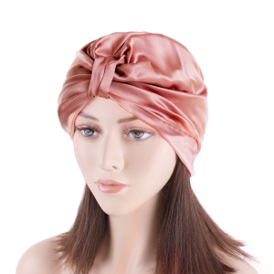 Bonnets turban plissés en soie pour cheveux