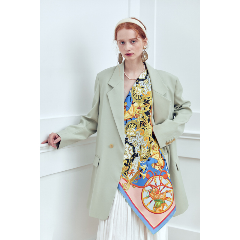 Horse Design Doppelseiten Print 16 Momme Silk Twill Schal
