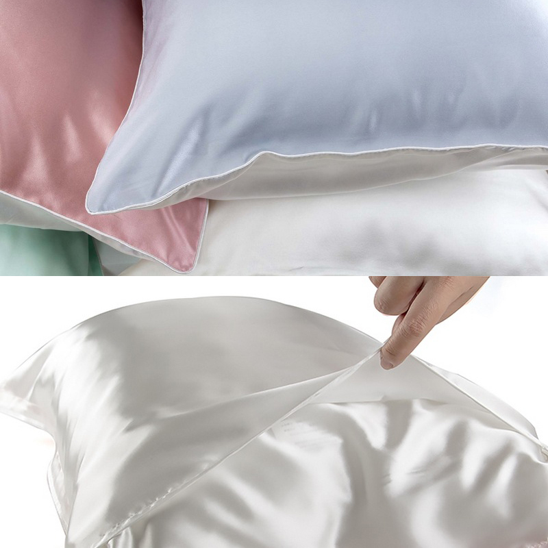 Funda de almohada de seda de morera y satén de imitación de seda Funda de almohada con cierre de sobre