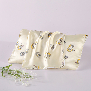 Fronha de seda com estampa personalizada de desenho animado e imitação de cetim de seda