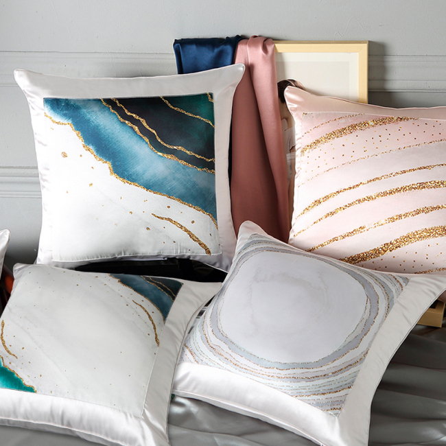 Funda de cojín de sofá de seda para funda de almohada con diseños impresos personalizados para el hogar y el Hotel