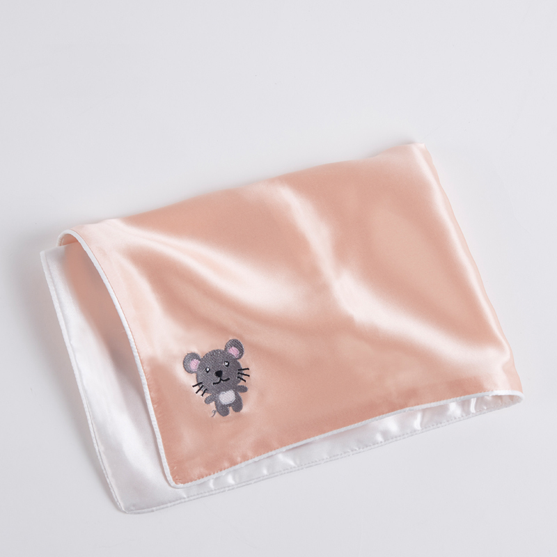 子供のための動物パターン刺繍シルク枕カバー