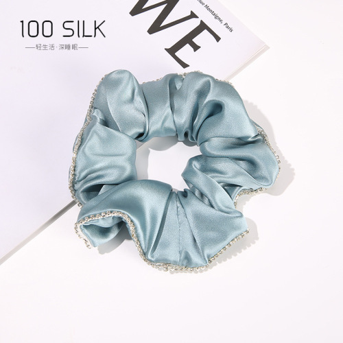 Rhinestone Decoration Best Quality Silk Scrunchies for Ladies Hair