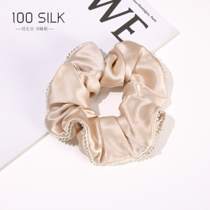 Scrunchies de seda de melhor qualidade para decoração de strass para cabelo feminino