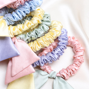 Acessórios de cabelo femininos scrunchies de cetim de seda coloridos exclusivos