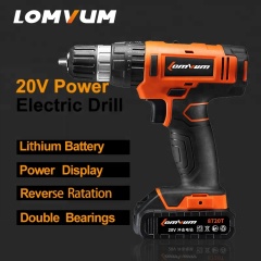 LOMVUM, 2 velocidades, interruptor de gatillo, herramientas eléctricas, taladros de batería, juego de taladro de impacto de martillo inalámbrico