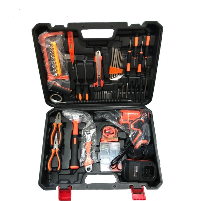 Lomvum 27-teiliges DIY-Werkzeug-Set Elektrischer Akku-Schlagbohrschrauber-Werkzeugsatz
