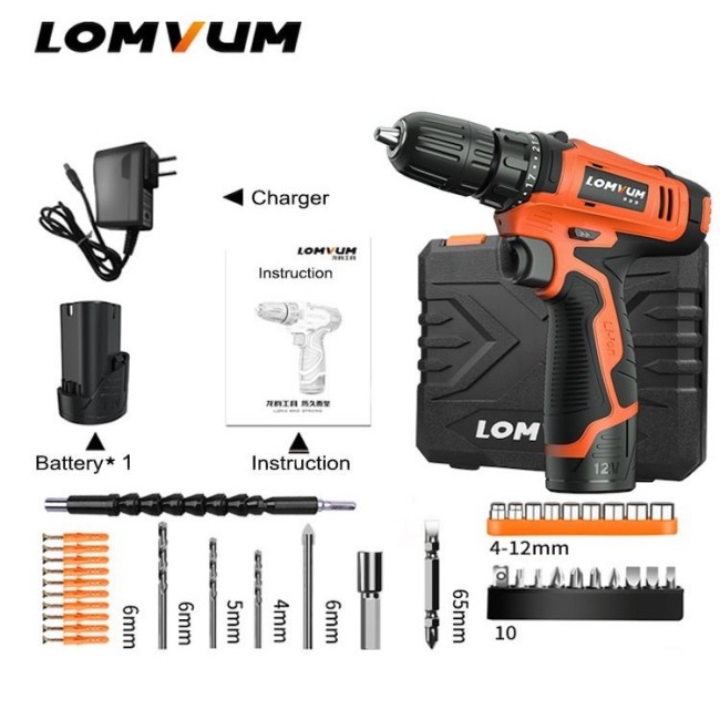 Набор аккумуляторных ударных дрелей Lomvum small mini electric tools