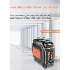 Medidor de distancia láser recargable USB LOMVUM LTM, telémetro láser de 40/60 m, cinta de 5 m, cinta láser Digital LCD