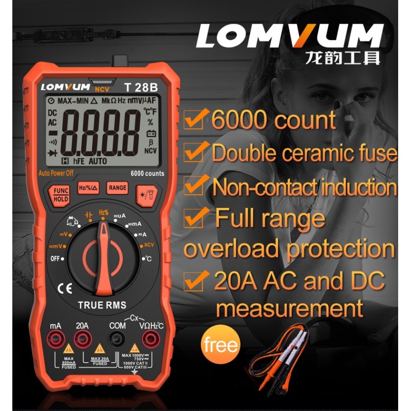 Lomvum digital 6000 counts measurement meter multi tester