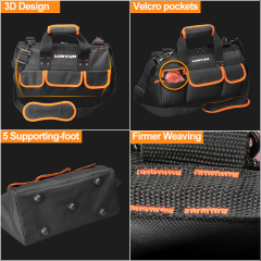 LOMVUM Multifunktions-Werkzeugtasche aus strapazierfähigem, wasserdichtem Segeltuch mit breiter Öffnung