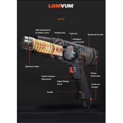 LOMVUM 2000W Профессиональные электроинструменты с цифровым уплотнением для горячего воздуха, пластиковая сварочная тепловая пушка