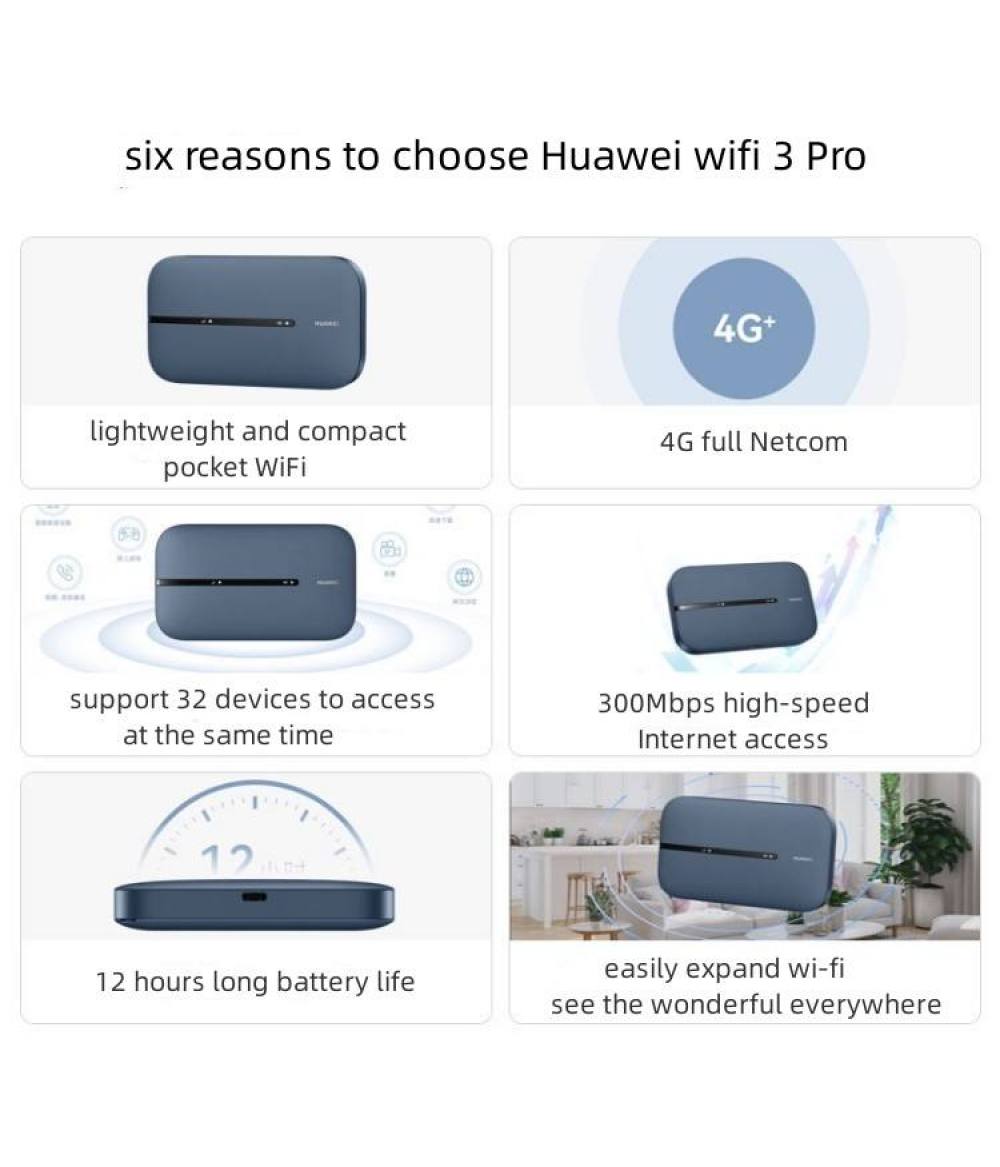 Huawei Mobile WiFi 3 Pro E5783-836 Lte Cat4 300Mbps 3000mAh with sim router mobile hotspot wireless modem