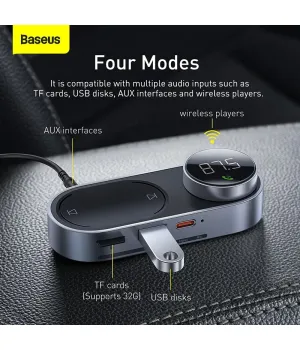 Baseus Solar Power Audio Player / FM Radio Transmitter / Solar Powered, Magnetic Mounting Base, Bluetooth 5.0, Four Modes