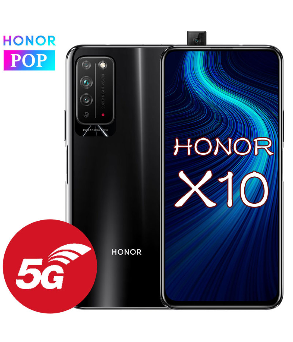 Huawei Honor X10 5G 6GB + 128GB 5G MobilePhone 6.63 pouces Kirin 820 Pop Up Front Camera SuperCharge Fingerprint unlock GPU Turbo
