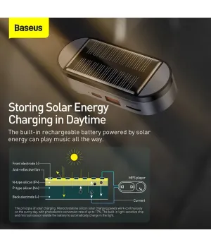 Baseus Lettore audio a energia solare / Trasmettitore radio FM / Alimentazione solare, Base di montaggio magnetica, Bluetooth 5.0, Quattro modalità