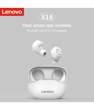 Lenovo X18 TWS Auricular Inalámbrico Bluetooth 5.0 Touch Auricular Bluetooth Inalámbrico con Caja de Carga, Llamada de Soporte y Siri (Blanco)