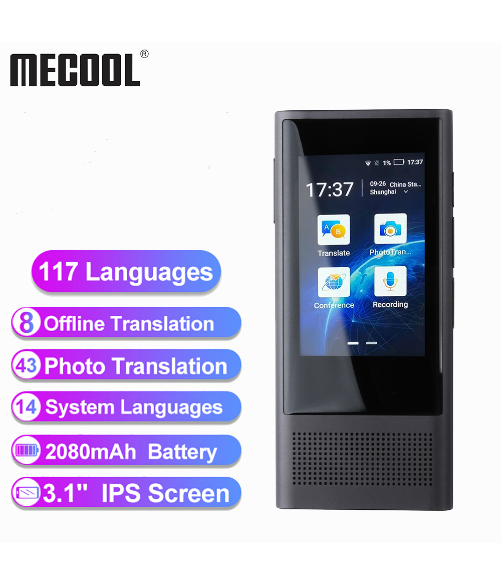 Mecool W1 3.0 AI Traductor de fotos de voz 3.1 "3.1" IPS 4G WIFI 8 GB de memoria 2080 mAh 117 idiomas portátil OTG traducción fuera de línea