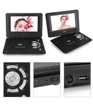 9.8 pouces Lecteur DVD portable Écran pivotant Rechargeable TV Chargeur de voiture Gamepad USB SD Cartes