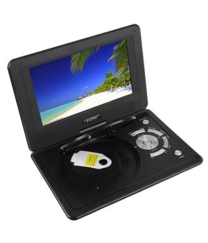 Reproductor de DVD portátil de 9.8 pulgadas, pantalla giratoria, TV recargable, cargador de coche, Gamepad, tarjetas SD USB