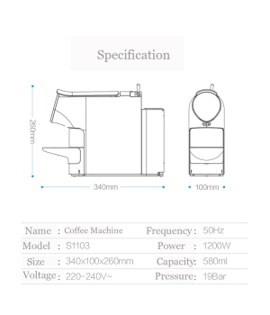 Xiaomi MIJIA SCISHARE Smart Kaffeemaschine 9-stufige Kaffeemaschine voreingestellt Kompatibel mit Mehrmarken-Kapseln