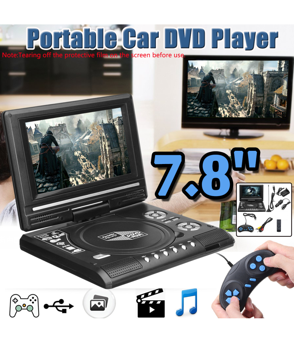 Reproductor de DVD portátil con reproductor de TV: pantalla LCD TFT de 7.5", función de juego, compacto y liviano: el más vendido