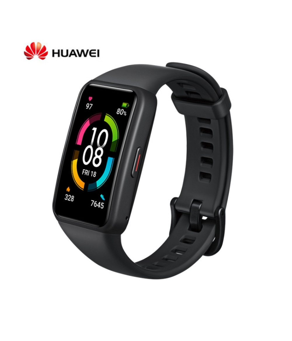 2020 nuevo producto Huawei Honor Band 6 Pulsera NFC oxígeno en sangre monitor de frecuencia cardíaca registro monitor de oxígeno en sangre podómetro frecuencia cardíaca 14 días de duración de la batería detección de frecuencia cardíaca en todo clima Reproducción de música Bluetooth 5.0 Detección de fibrilación auricular