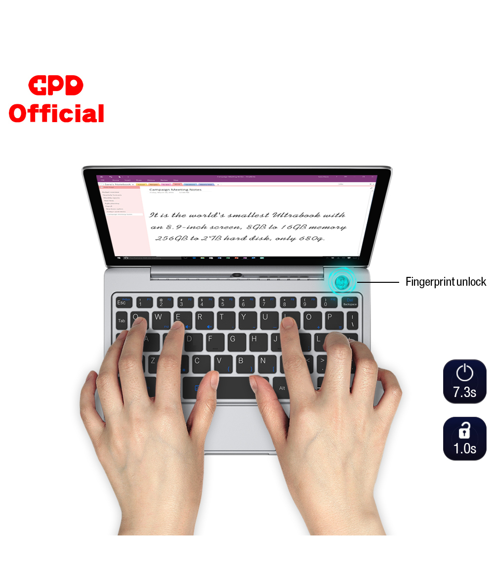 GPD P2 Max Pocket 2 Max 8.9 Pollici Touch Screen Inter Core m3-8100y 16 ​​GB 512 GB Mini PC Pocket Notebook Notebook