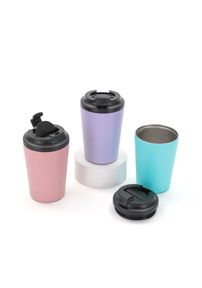 12oz Standard Mouth Bottle with Lid Powder Coated 304 Stainless Steel Bottle Double Wall Vacuum Flask Insulated Sports Thermos