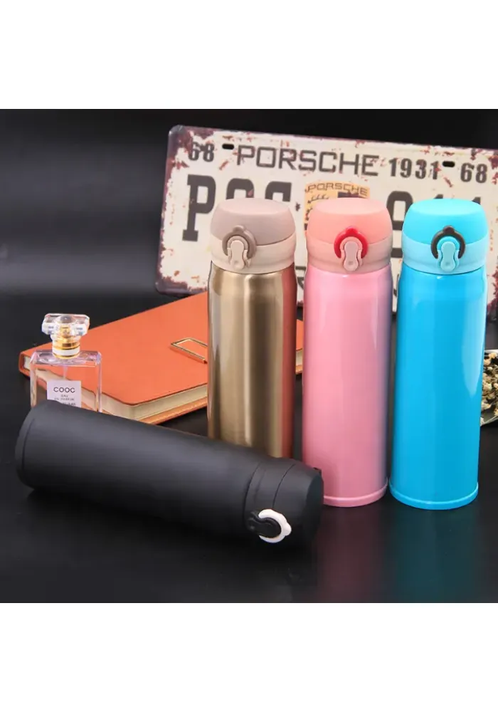 Custom logo Stainless Steel Bounce Cup Vacuum Flasks Thermos Travel Portable Sport Water Bottles
