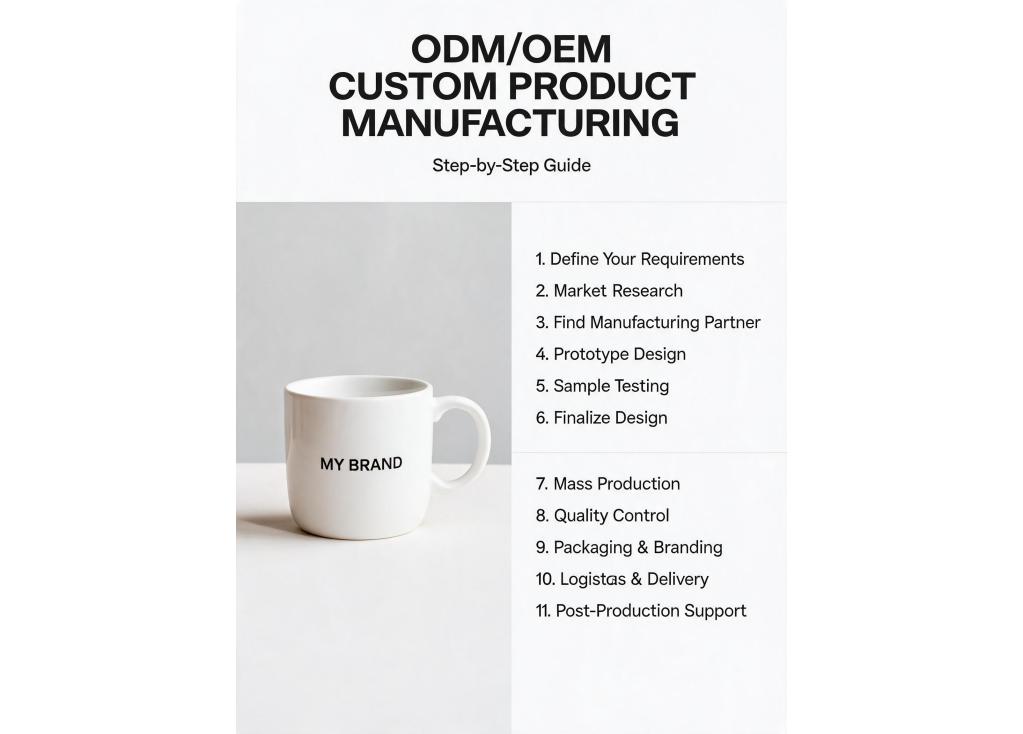 What is the complete step-by-step process for ODM/OEM custom product manufacturing?