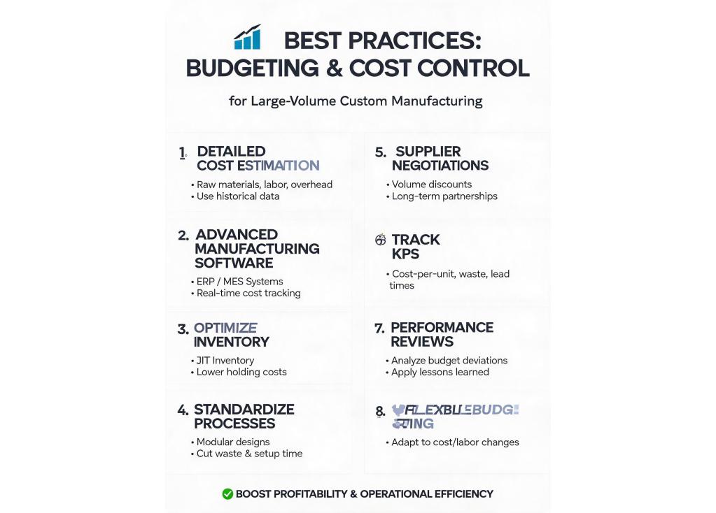 Best practices for budgeting and cost control in large-volume custom manufacturing orders?
