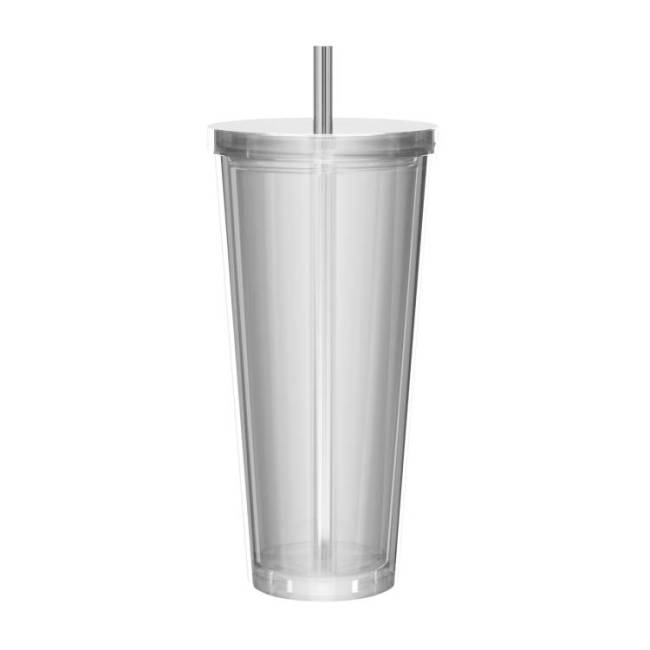  Double Wall Plastic Clear Reusable Cups 