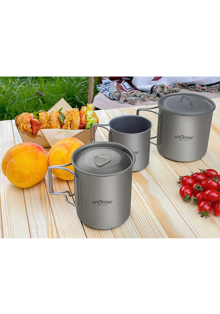 Outdoor Pure Titanium Multi-Purpose Folding Cup (with Storage Bag)