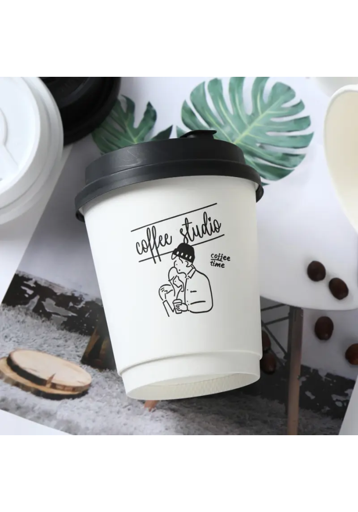 Custom 8oz Disposable Coffee Cups with Lids