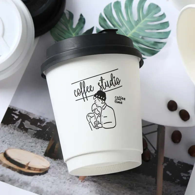 Custom 8oz Disposable Coffee Cups with Lids