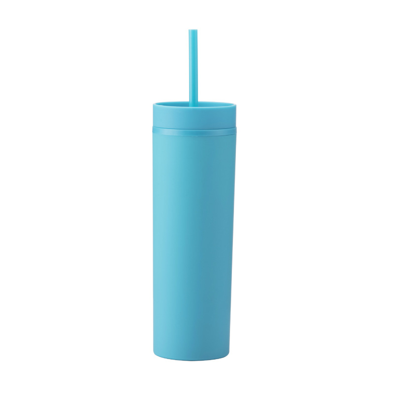 450ml Double-Layer AS Plastic Cup with Straw