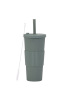 Double-Layer Opaque Plastic Tumbler with Straw