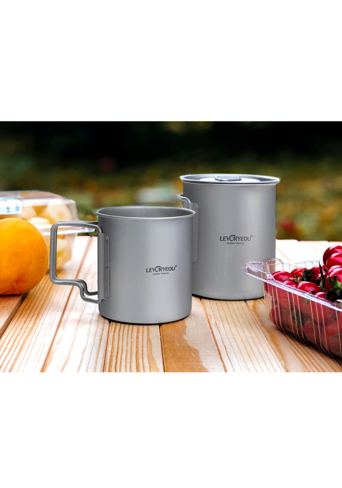 Outdoor Pure Titanium Multi-Purpose Folding Cup (with Storage Bag)