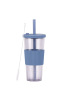 Double-Layer Plastic Tumbler with Straw