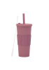 Double-Layer Opaque Plastic Tumbler with Straw