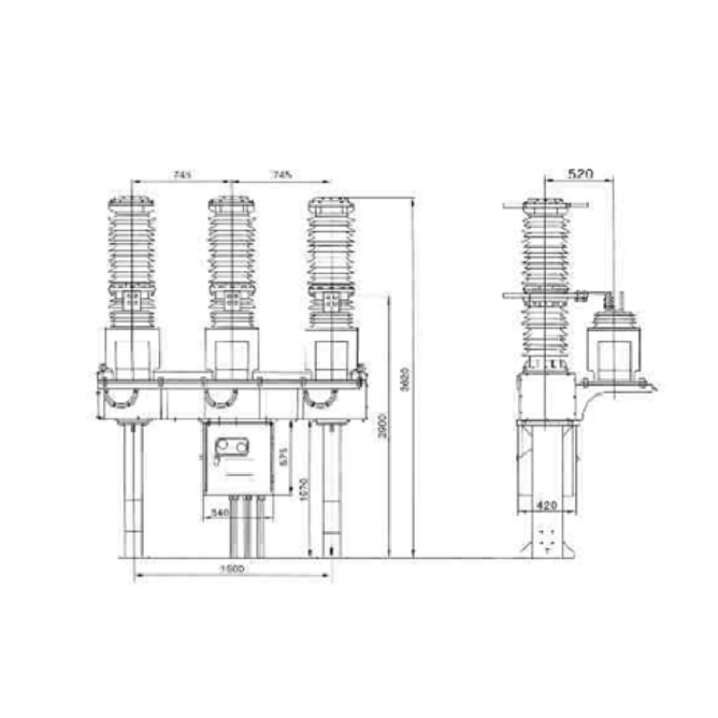 Pneumatic Arc Extinguishing Chamber High Voltage Outdoor SF6 3 Phase Circuit Breaker