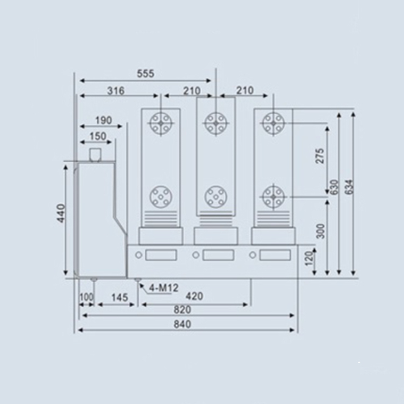 Side-Mounted Type 12KV High Voltage Vacuum Circuit Breaker In Ring Network Power Supply System